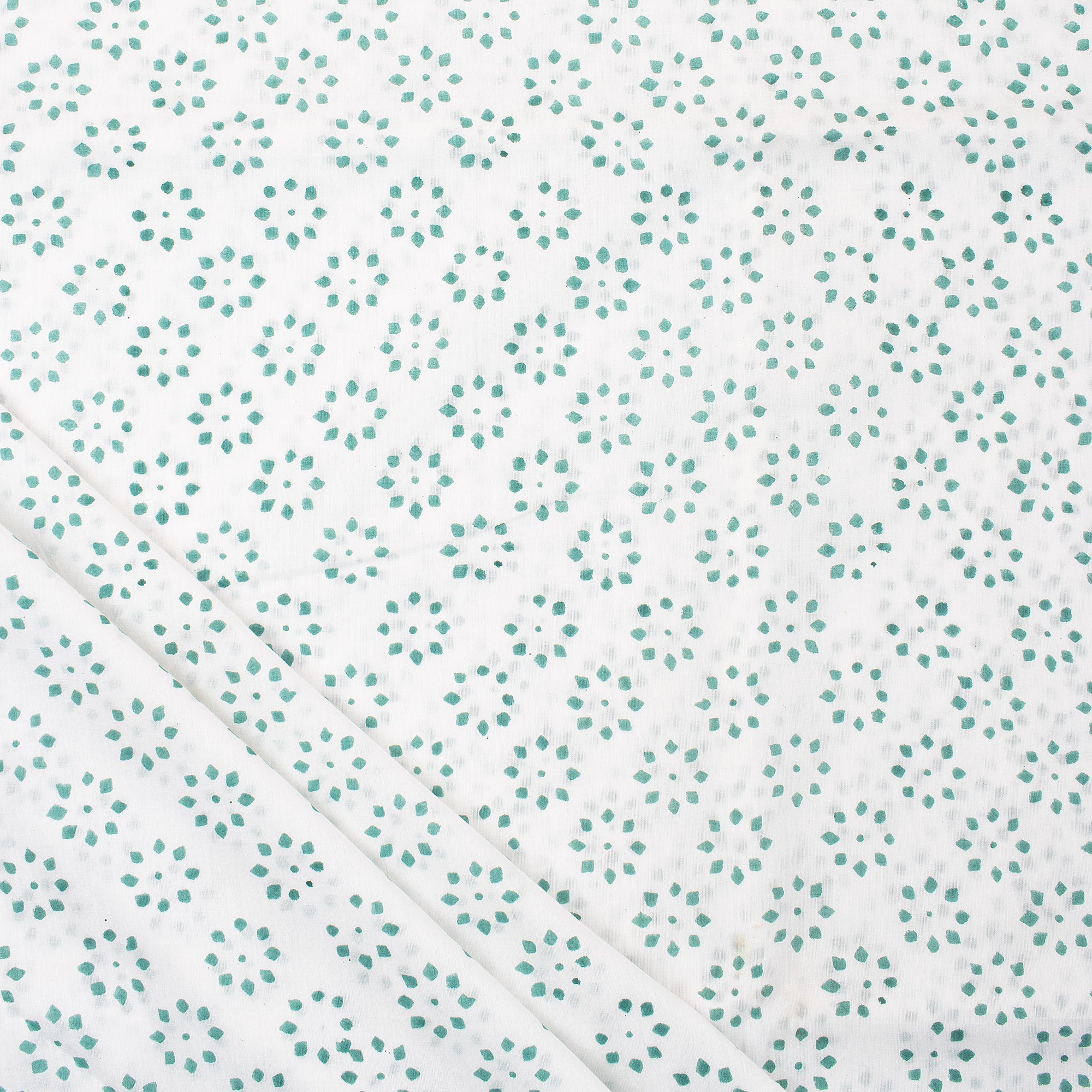 Green Booty Hand Block Print Fabric By The Yard