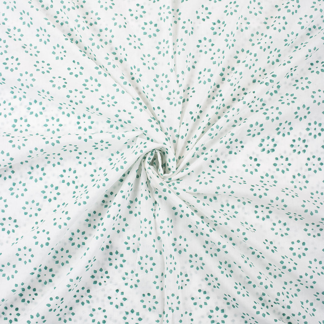 Green Booty Hand Block Print Fabric By The Yard