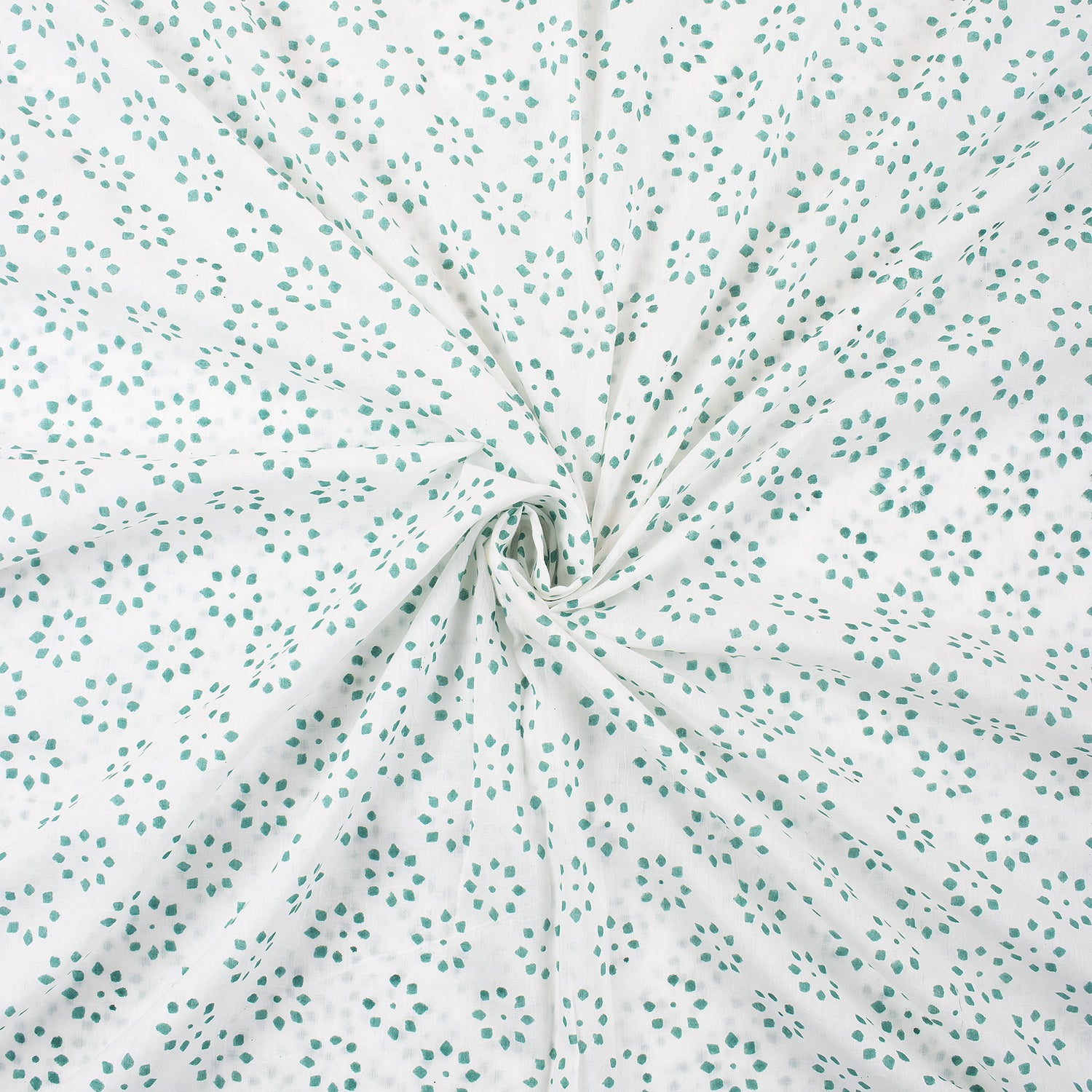 Green Booty Hand Block Print Fabric By The Yard