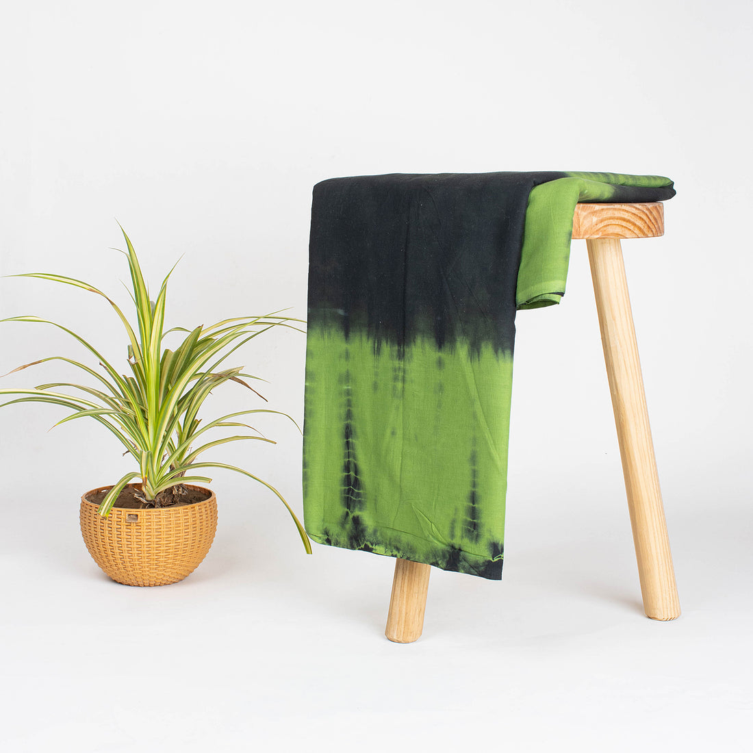 Green Cotton Tie Dye Shibori Fabric