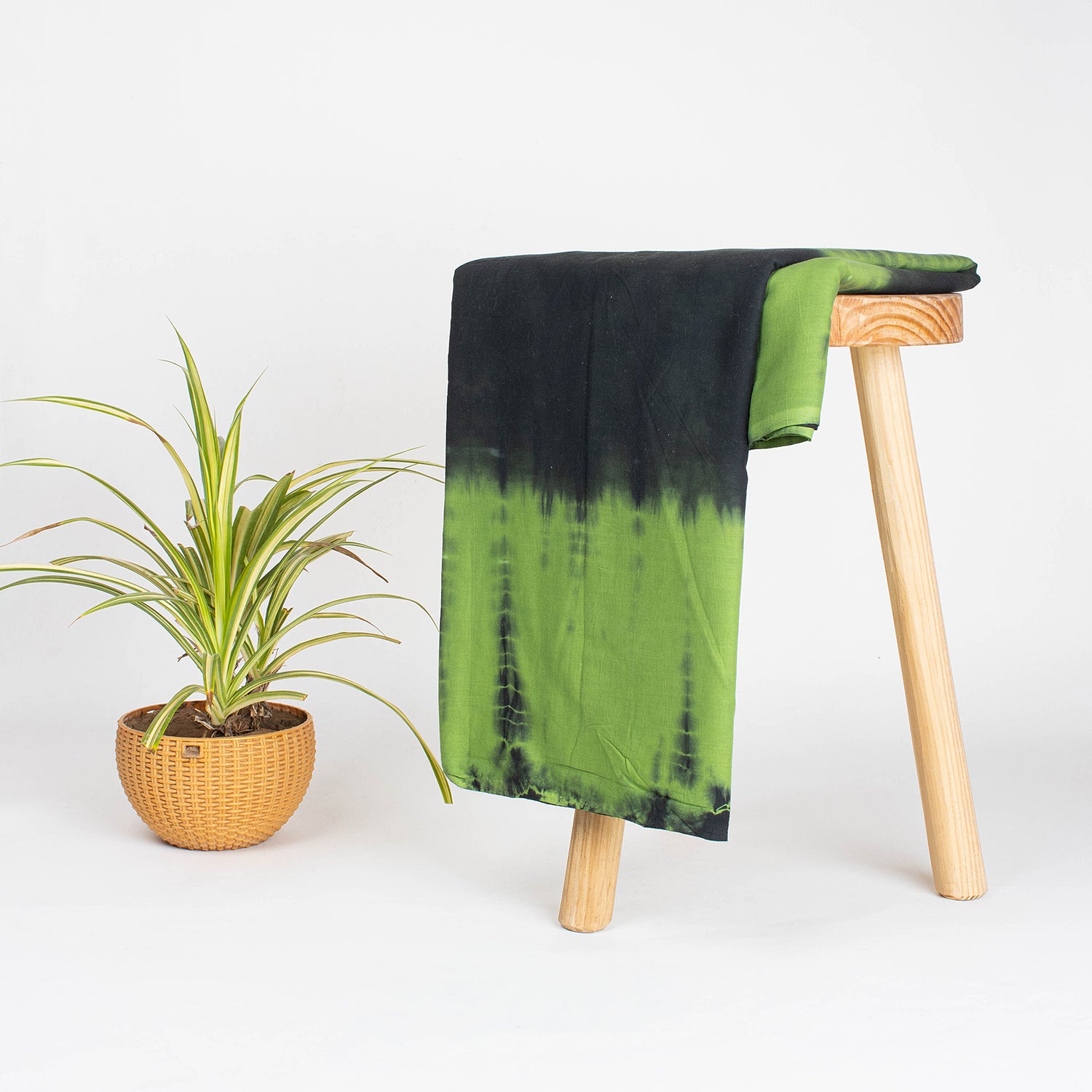 Green Cotton Tie Dye Shibori Fabric