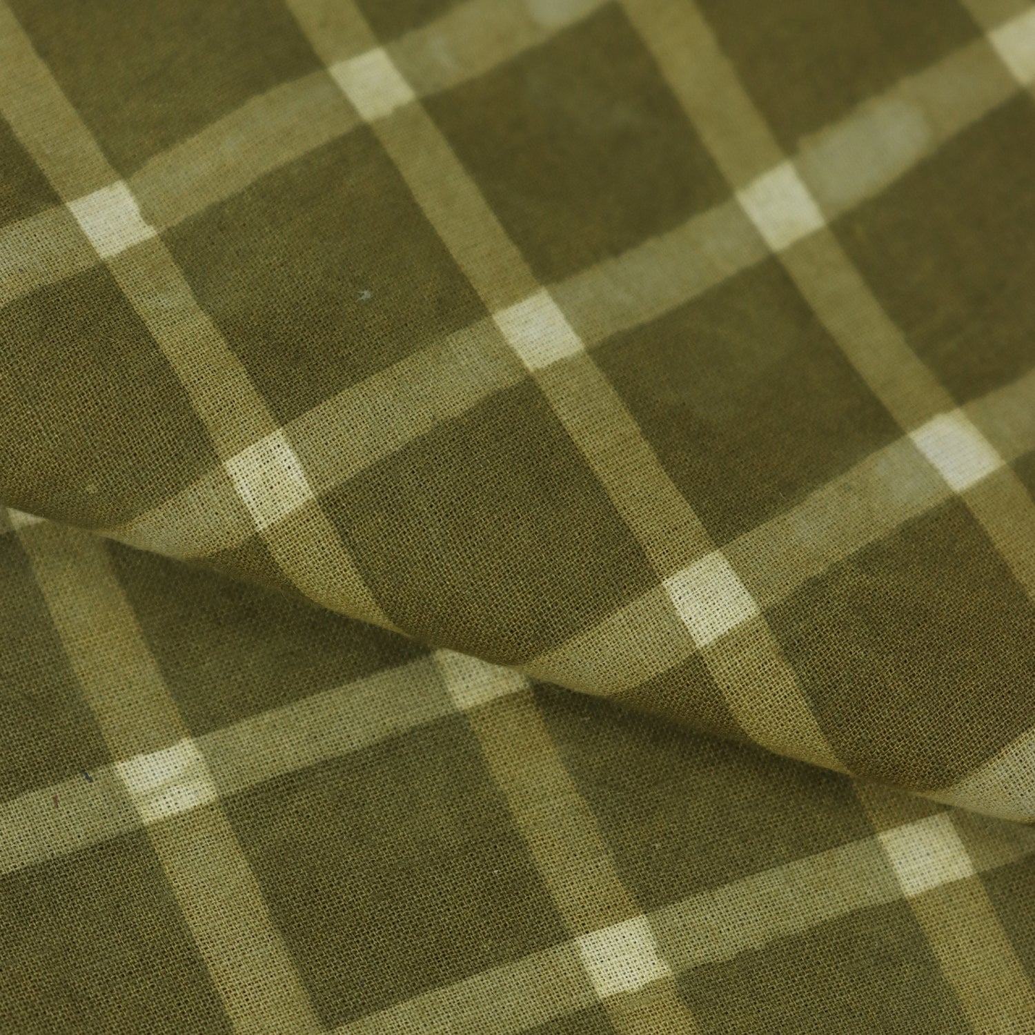 Green Dabu Hand Block Printed Cotton Fabric