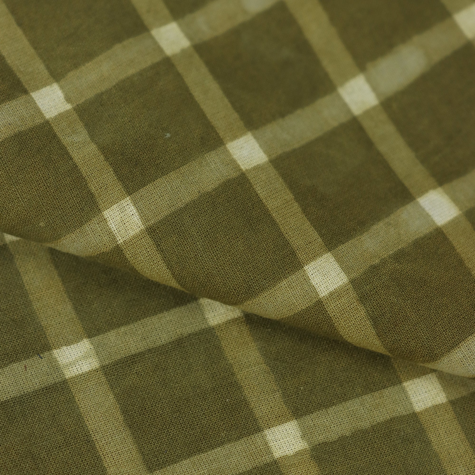 Green Dabu Hand Block Printed Cotton Fabric
