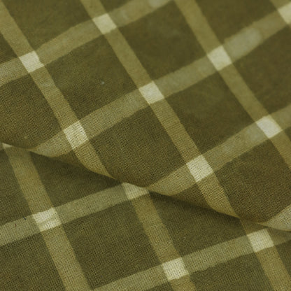 Green Dabu Hand Block Printed Cotton Fabric