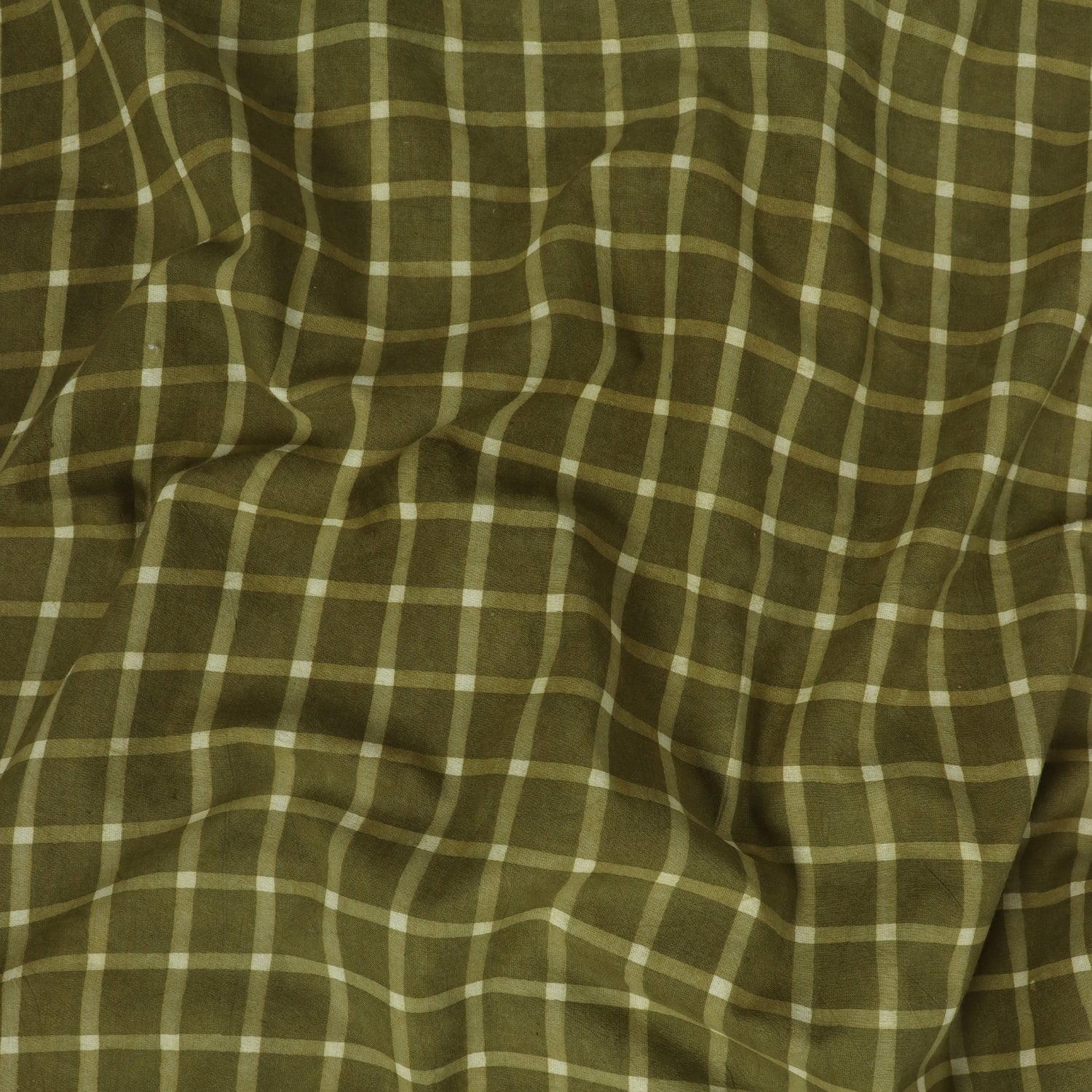 Green Dabu Hand Block Printed Cotton Fabric