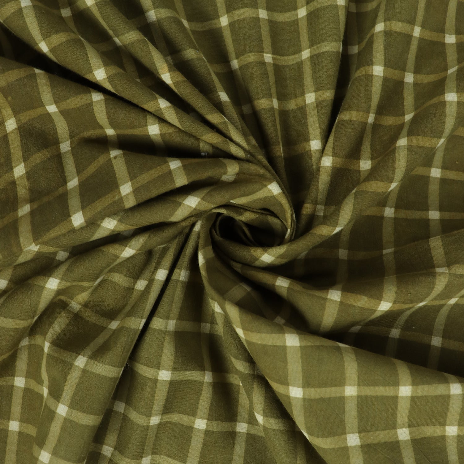 Green Dabu Hand Block Printed Cotton Fabric