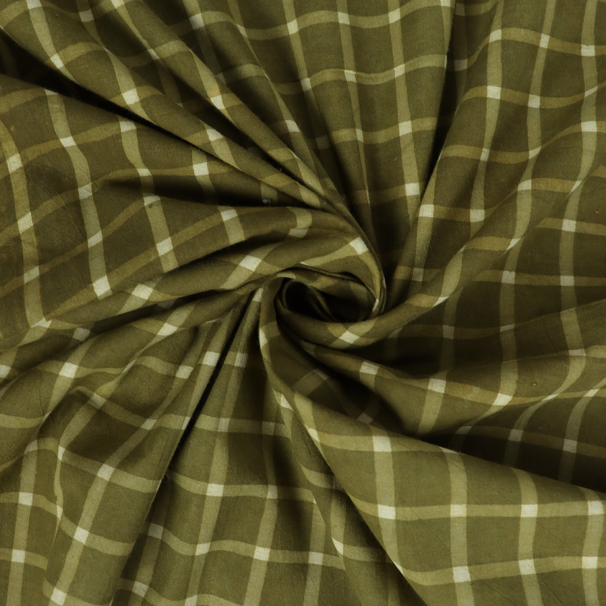 Green Dabu Hand Block Printed Cotton Fabric