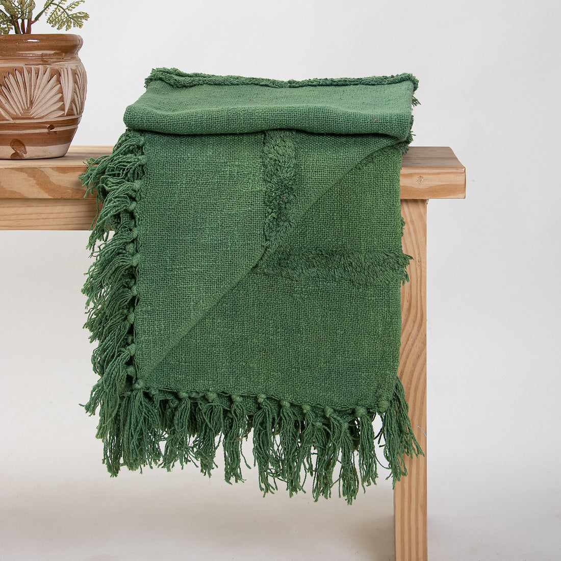 Green Dyed Sofa Cotton Solid Throws