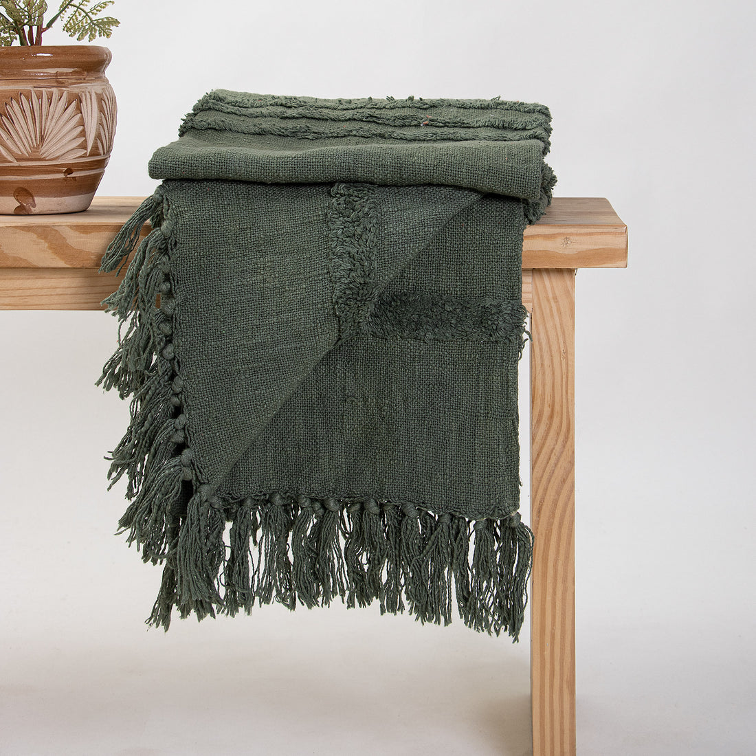 Green Dyed Sofa Cotton Solid Throws