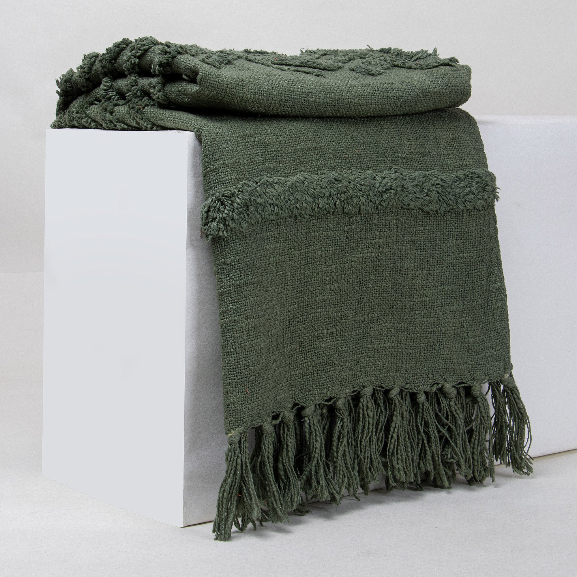 Green Dyed Sofa Pure Cotton Solid Throws 