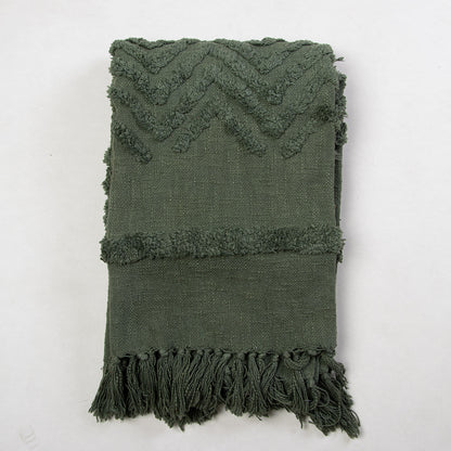 Green Dyed Sofa Pure Cotton Solid Throws 