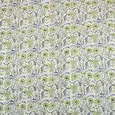 Green Floral Cotton Hand Block Print Fabric