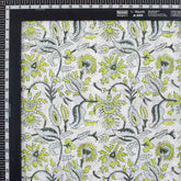 Green Floral Cotton Hand Block Print Fabric