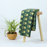 Green Floral Dabu Hand Block Print Cotton Fabric