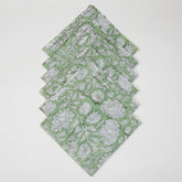 Green Floral Hand Block Printed Cotton Reusable
