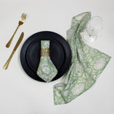 Green Floral Hand Block Printed Cotton Reusable