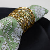 Green Floral Hand Block Printed Cotton Reusable