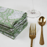 Green Floral Hand Block Printed Cotton Reusable
