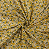 Green Floral Hand Block Printed Fabric