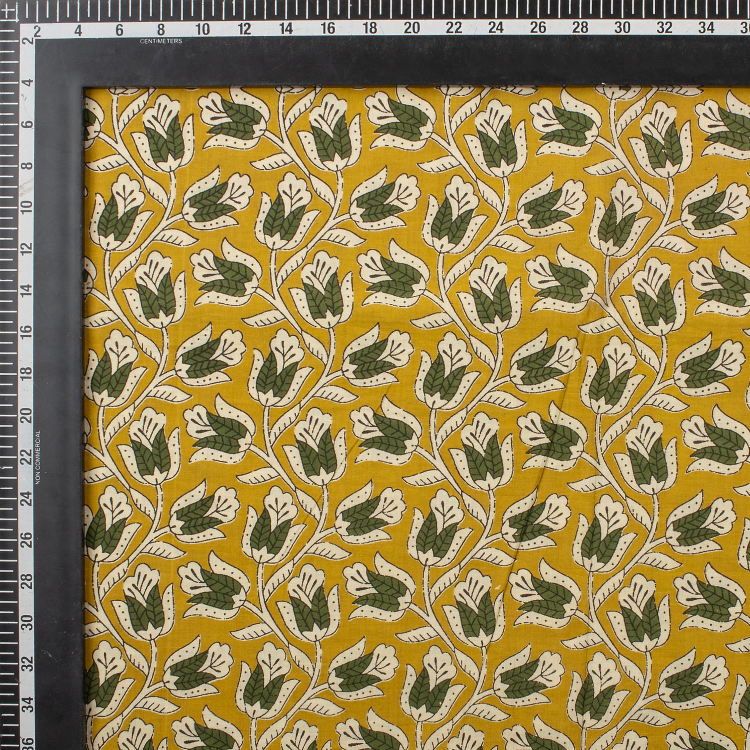 Green Floral Hand Block Printed Fabric