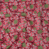 Green Floral Indian Hand Block Printed Fabric