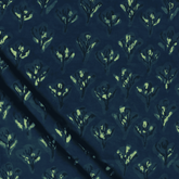 Green Floral Pure Cotton Dabu Hand Block Print Fabric