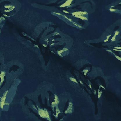 Green Floral Pure Cotton Dabu Hand Block Print Fabric
