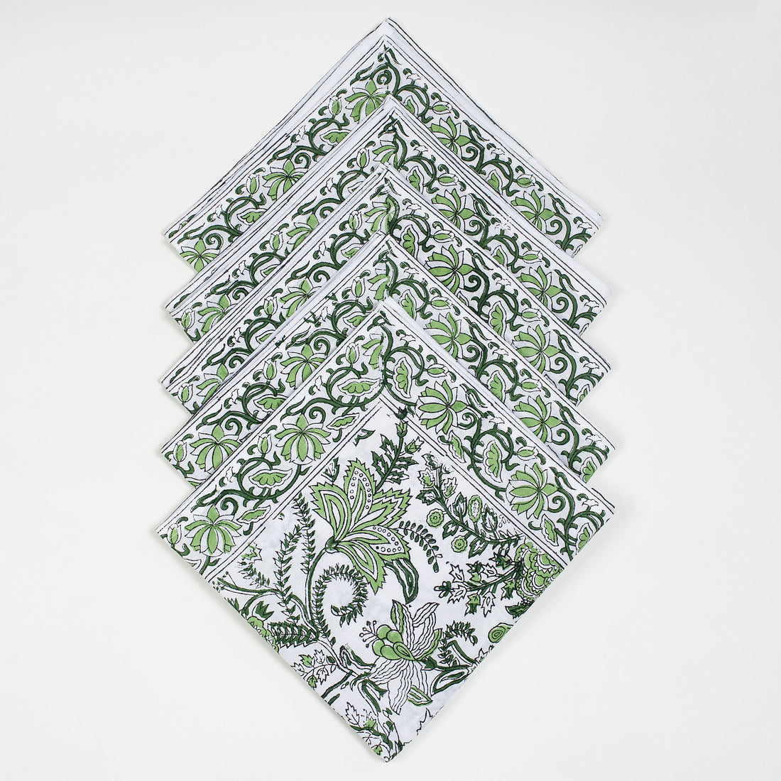 Green Floral Pure Cotton Napkin For Dining Table