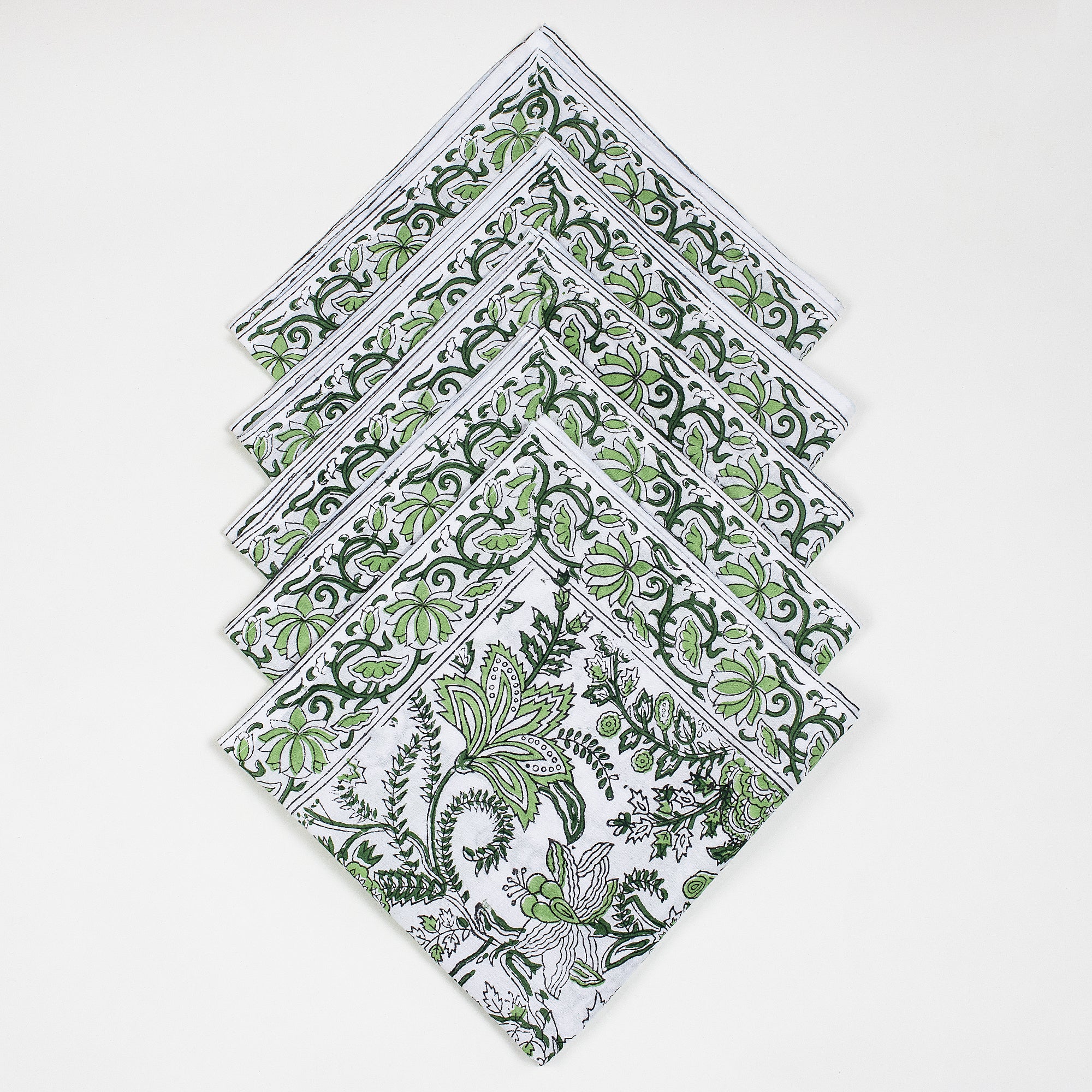 Green Floral Pure Cotton Napkin For Dining Table