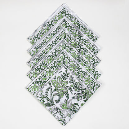 Green Floral Pure Cotton Napkin For Dining Table