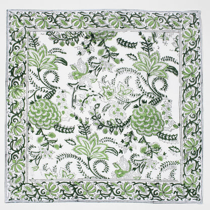 Green Floral Pure Cotton Napkin For Dining Table