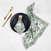 Green Floral Pure Cotton Napkin For Dining Table