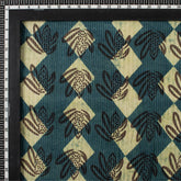 Green Hand Block Printed  Cotton Kantha Fabric by Yard