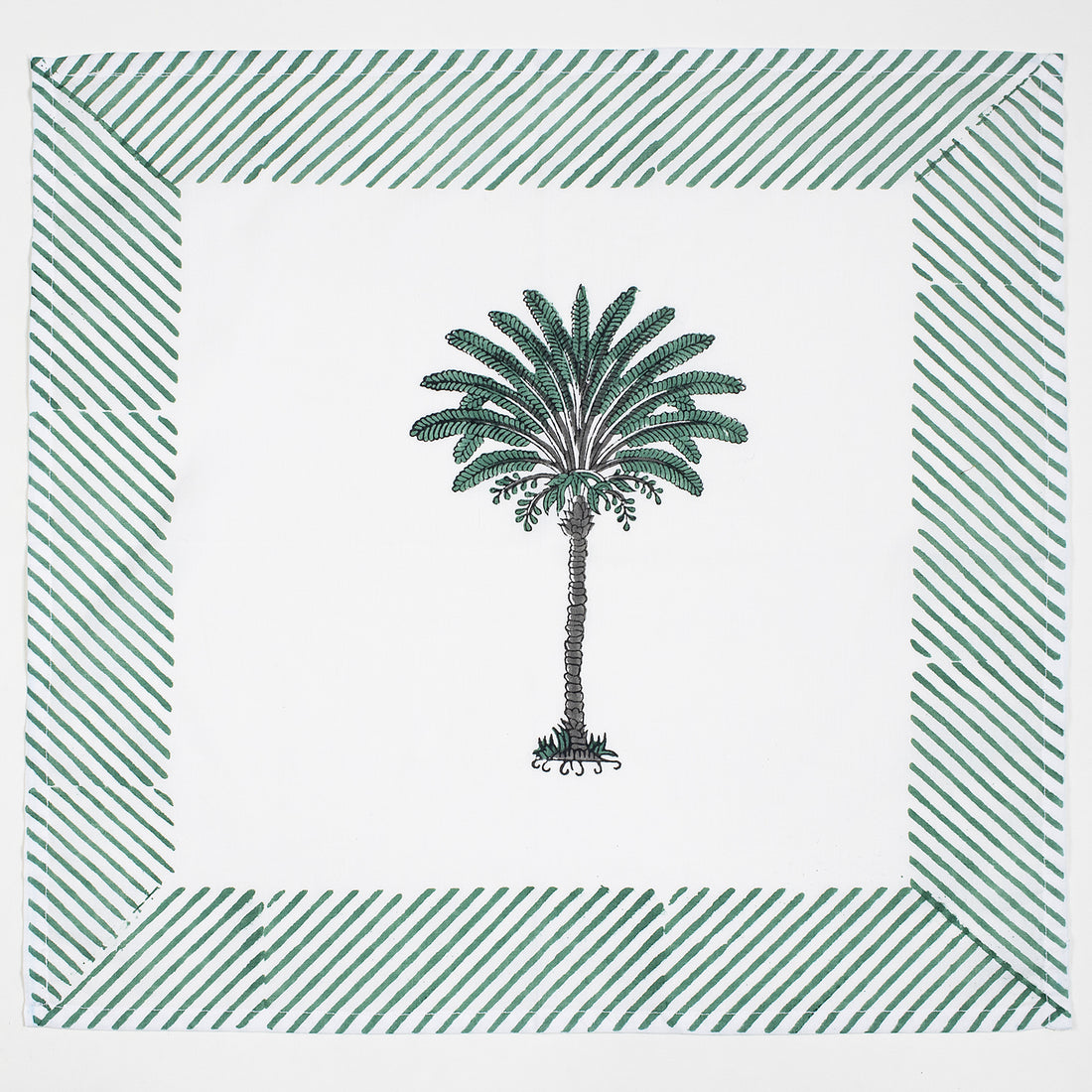 Green Hand Block Printed Dinner Napkins Cloth