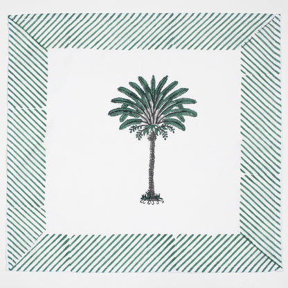 Green Hand Block Printed Dinner Napkins Cloth