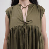 Green Indian Cotton Midi dress for Women 