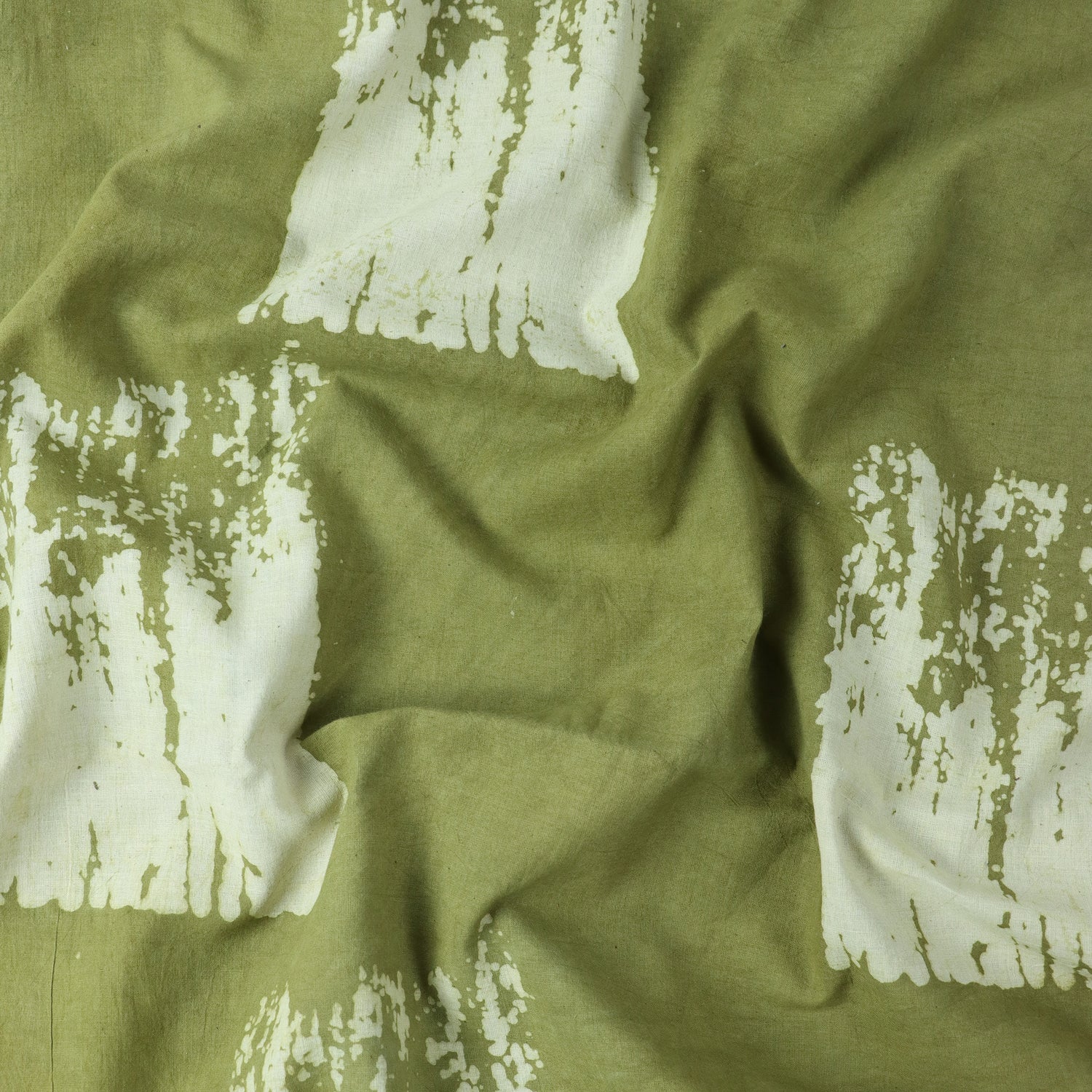 Green Kimono Dabu Hand Block Print Fabric
