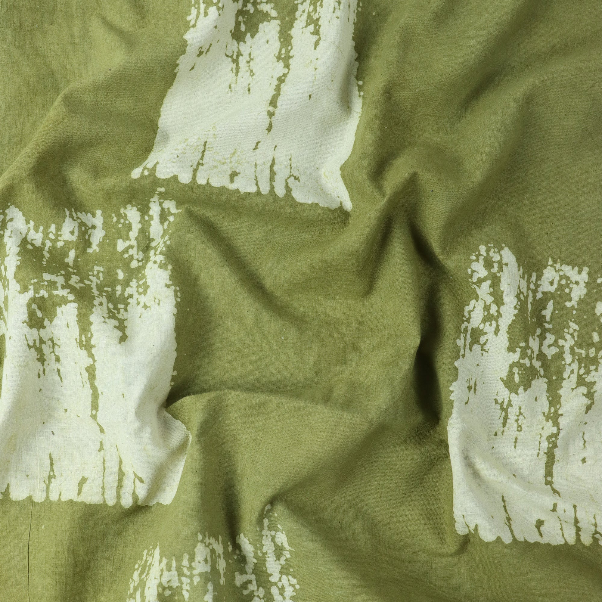 Green Kimono Dabu Hand Block Print Fabric
