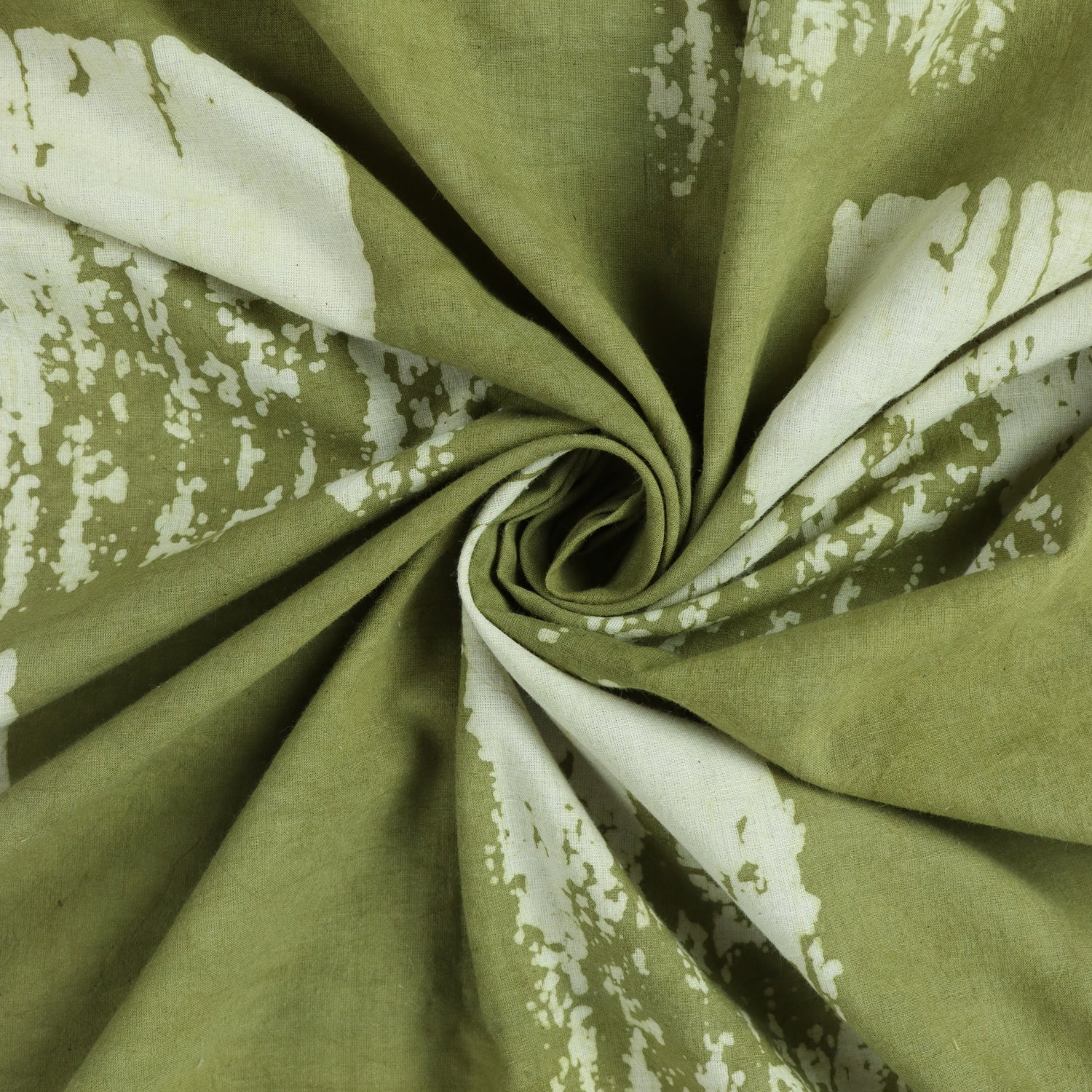 Green Kimono Dabu Hand Block Print Fabric