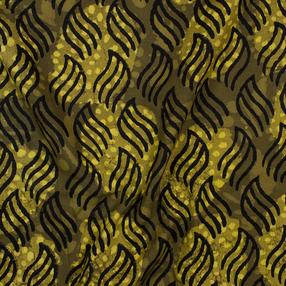 Green Leaf Hand Block Prin Dabu Fabric