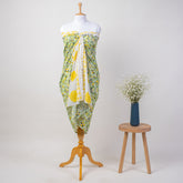 Green Leaf Hand Block Print Cotton Beach Sarong Wrap