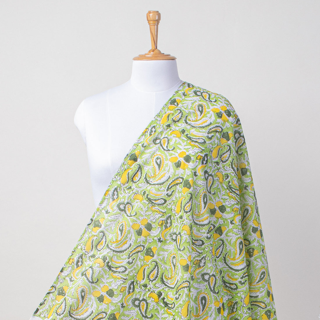 Green Leaf Hand Block Print Cotton Beach Sarong Wrap