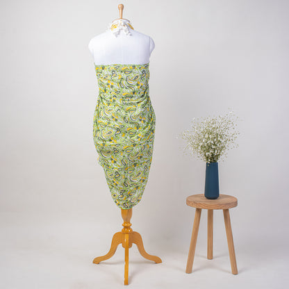 Green Leaf Hand Block Print Cotton Beach Sarong Wrap