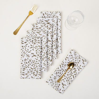 Green Leaf Hand Blocked Pure Cotton Printed Napkin Cloth