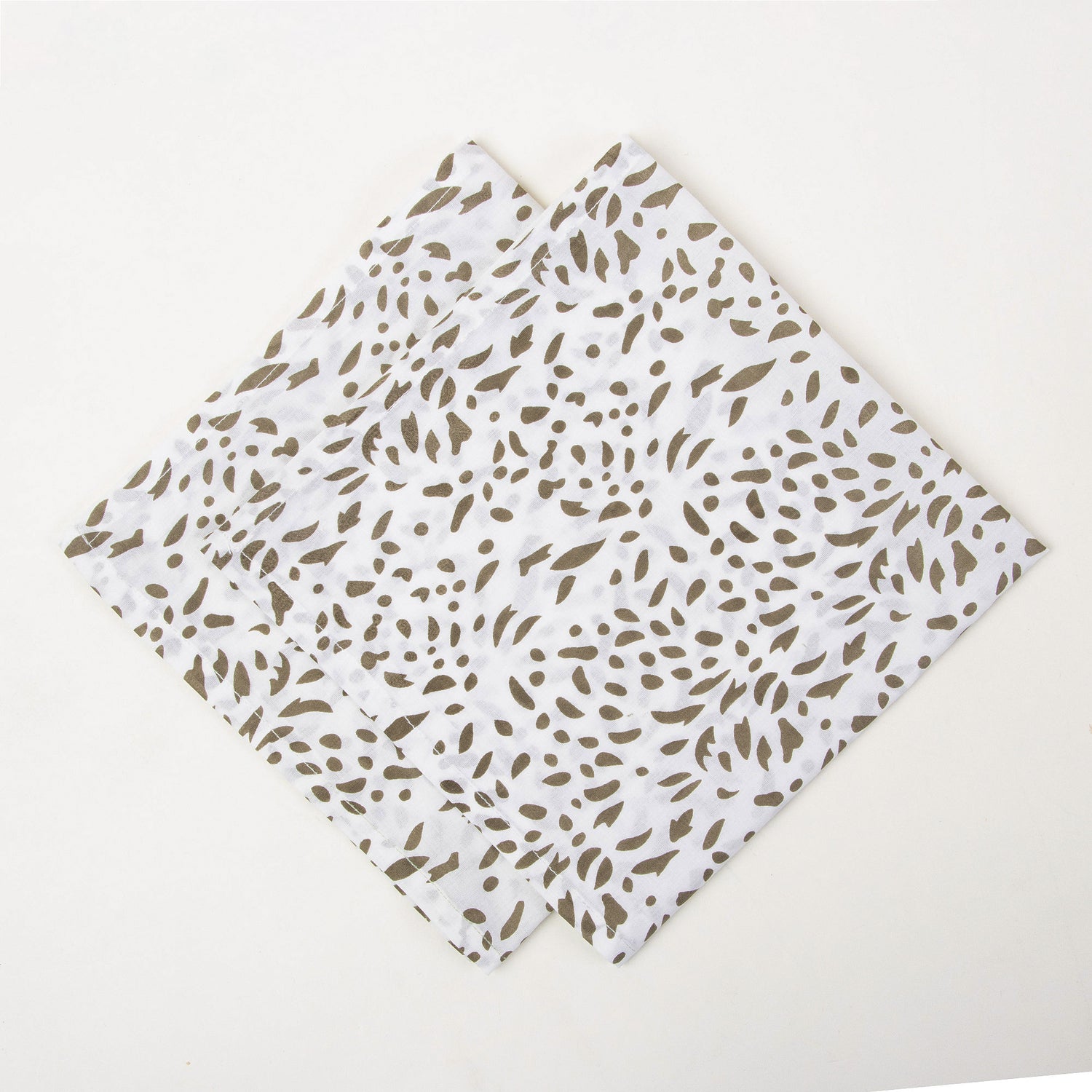 Green Leaf Hand Blocked Pure Cotton Printed Napkin Cloth