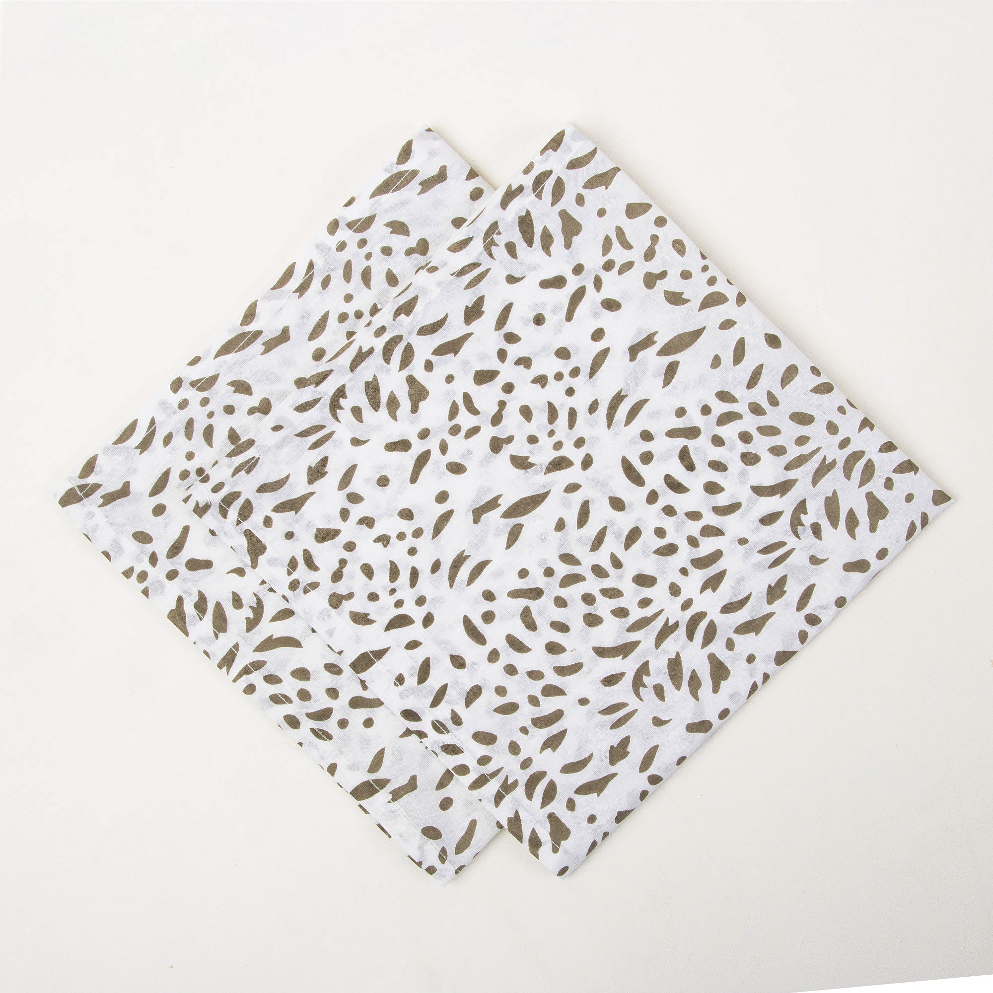Green Leaf Hand Blocked Pure Cotton Printed Napkin Cloth