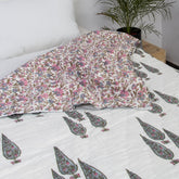 Green Leaf Reversible Block Printed Cotton Jaipuri Razai