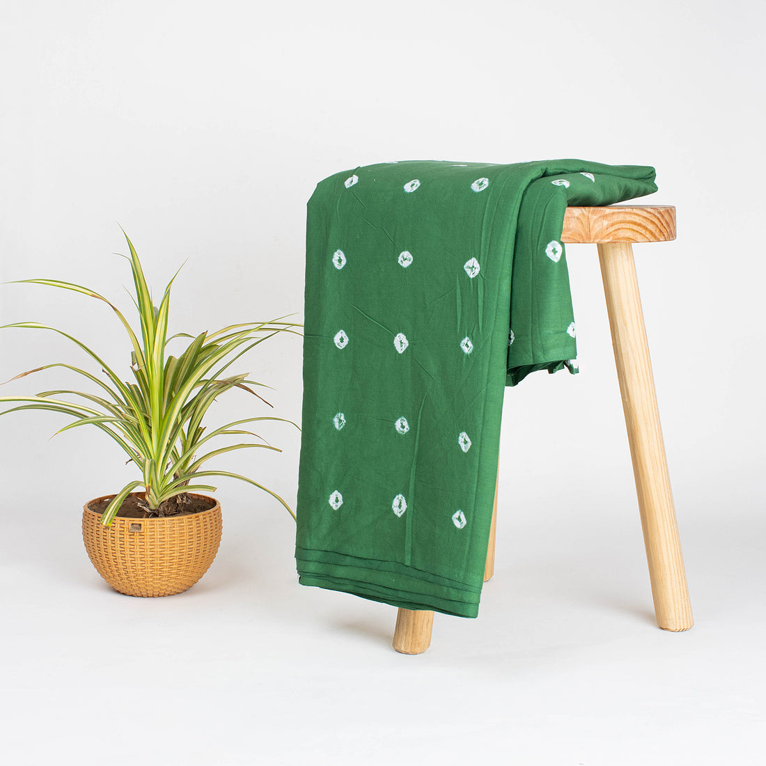 Green Organic Cotton Shibori Tie Dye Fabric