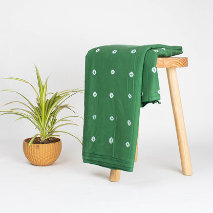 Green Organic Cotton Shibori Tie Dye Fabric