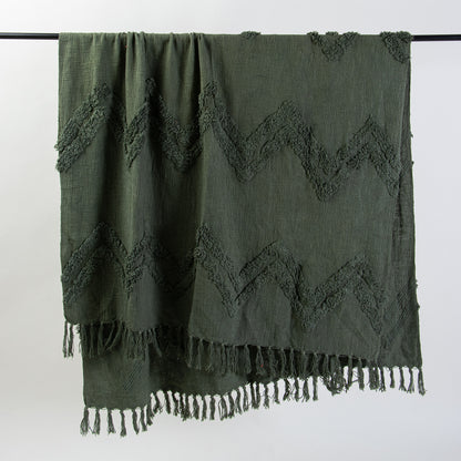 Green Organic Cotton Solid Throws For Couch